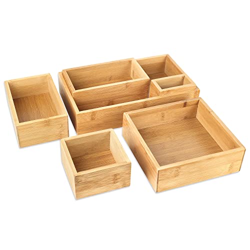 Schramm® 6-TLG. Set Aufbewahrungsboxen aus Bambus 5 Größen Ordnungsbox Organizer Set Schubladen Ordnungssystem von Schramm