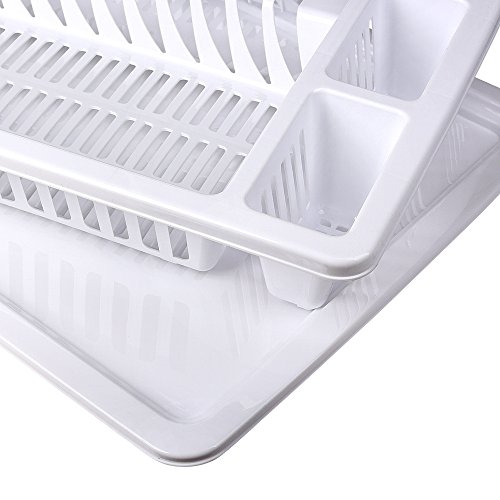 Schramm® Abtropfgestell mit Wanne in 10 Farben ca. 46 x 37 x 8 cm Abtropfgestelle Abtropfständer Abtropfschale Abtropfgitter Geschirrkorb Abtropfkorb, Farbe:Weiss von Schramm