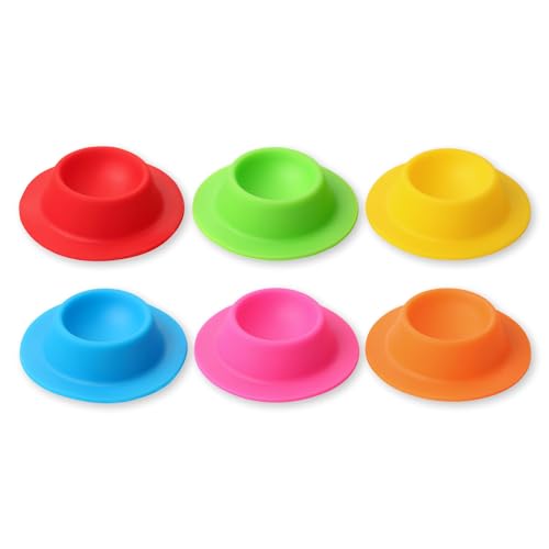 Schramm® Eierbecher aus Silikon farbig sortiert 4, 6 oder 12 Stück wählbar 8,5 x 2,5 cm Eierhalter mit Ablage Eierständer BPA-frei, Größe:6 Stück von Schramm