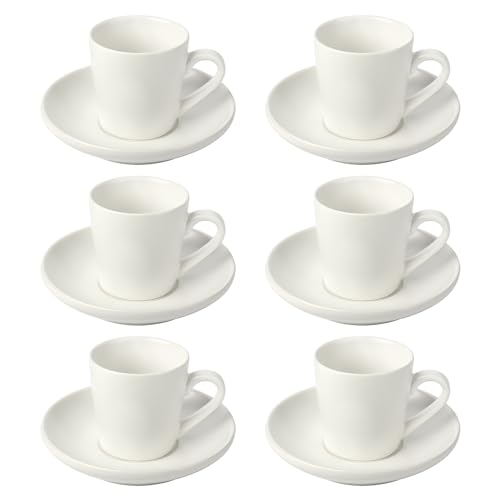 Schramm® Espressotassen Set aus Porzellan 6er Set wählbar in 3 verschiedenen Farben 6 Espresso Tassen mit 6 Untertassen 70ml Espressotassenset Kaffee Tassen Tasse 12-teilig, Farbe:weiß matt von Schramm