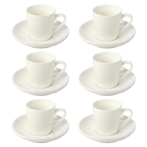 Schramm® Espressotassen Set aus Porzellan 6er Set wählbar in 3 verschiedenen Farben 6 Espresso Tassen mit 6 Untertassen 70ml Espressotassenset Kaffee Tassen Tasse 12-teilig, Farbe:weiss von Schramm
