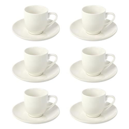 Schramm® Espressotassen Set aus Porzellan 6er Set wählbar in 3 verschiedenen Farben 6 Espresso Tassen mit 6 Untertassen 75ml Espressotassenset Kaffee Tassen Tasse 12-teilig, Farbe:weiss von Schramm