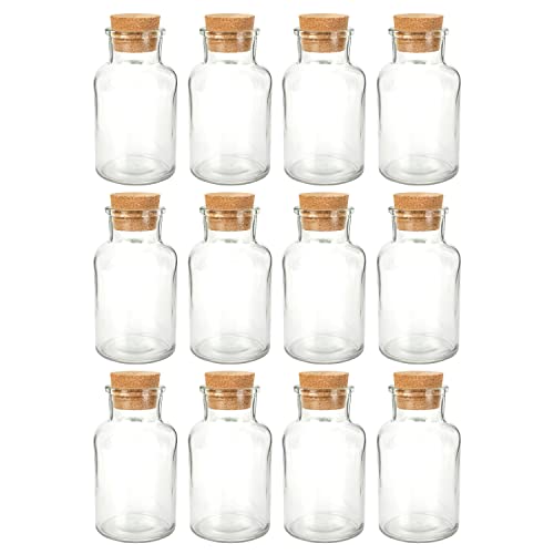 Schramm® Gewürzgläser 150 ml rund 10,3 x 5,8 cm wählbar 6, 12 oder 24 Stück mit Kork Verschluss inkl. Etiketten verschiedene Anzahl wählbar Aufbewahrungsgläser, Größe:12 Stück von Schramm