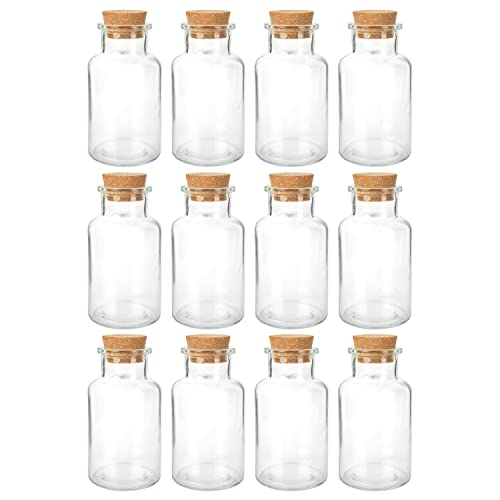 Schramm® Gewürzgläser 300ml rund wählbar 6, 12 oder 24 Stück 14 x 6,8 cm mit Kork Verschluss inkl. Etiketten verschiedene Anzahl wählbar Aufbewahrungsgläser, Größe:12 Stück von Schramm