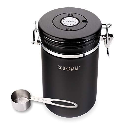 Schramm® Kaffeedose 1800 ml in 10 Farben mit Dosierlöffel Höhe: 19cm Kaffeedosen Kaffeebehälter aus Edelstahl, Farbe:schwarz von Schramm