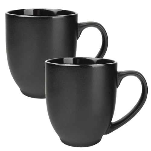 Schramm® Kaffeetassen Set schwarz aus Porzellan wählbar 2, 4 oder 6 Stück 460 ml Kaffeebecherset Kaffeebecher Keramik mit Henkel 2er, 4er oder 6er Set, Anzahl:2 Stück von Schramm