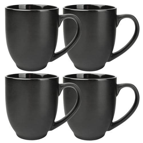 Schramm® Kaffeetassen Set schwarz aus Porzellan wählbar 2, 4 oder 6 Stück 460 ml Kaffeebecherset Kaffeebecher Keramik mit Henkel 2er, 4er oder 6er Set, Anzahl:4 Stück von Schramm