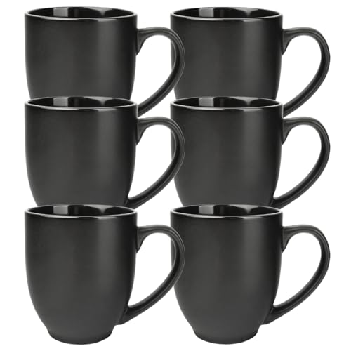 Schramm® Kaffeetassen Set schwarz aus Porzellan wählbar 2, 4 oder 6 Stück 460 ml Kaffeebecherset Kaffeebecher Keramik mit Henkel 2er, 4er oder 6er Set, Anzahl:6 Stück von Schramm