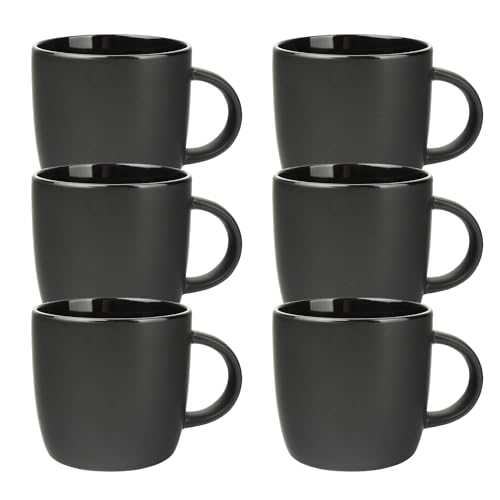 Schramm® Kaffeetassen Set schwarz aus Porzellan wählbar 6 oder 12 Stück 250 ml Kaffeebecherset Kaffeebecher Keramik Tasse mit Henkel 6er oder 12er Set, Anzahl:6 Stück von Schramm