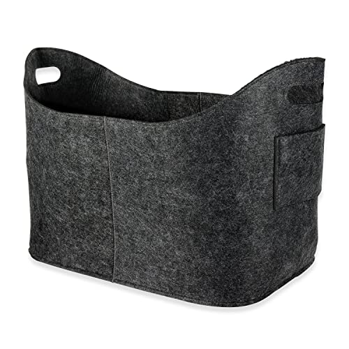 Schramm® Kaminholztasche grau aus Filz Holzkorb ca. 53 x 40x 30 cm wählbar 1, 2 oder 3 Stück Filzkorb Zeitungskorb Filztaschen, Größe:1 Stück von Schramm