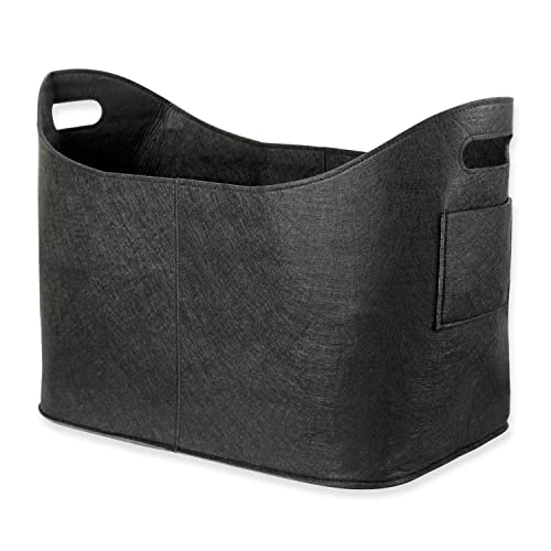 Schramm® Kaminholztasche schwarz aus Filz Holzkorb ca. 53x40x30 cm wählbar 1, 2 oder 3 Stück Filzkorb Zeitungskorb Filztaschen, Größe:1 Stück von Schramm