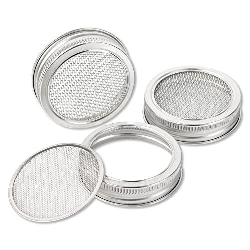 Schramm® Keimglas für Sprossen mit Gestell 750 ml Sprossenglas Keimgerät inkl. Deckel, Ständer und Halter Ersatzgläser Ersatzdeckel Keimgläser Set Keim Glas, Größe:3 Ersatzdeckel von Schramm