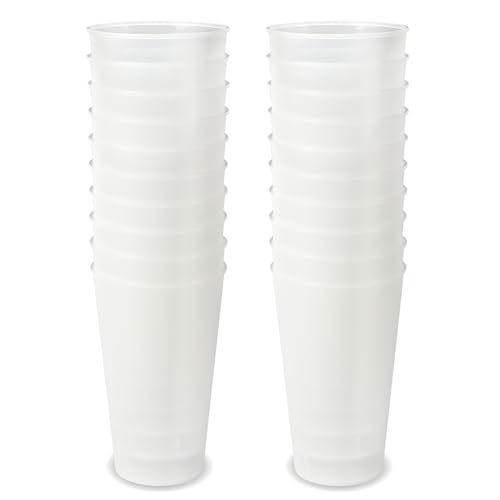Schramm® Mehrweg Becher ca. 400ml matt transparent wählbar 10, 20, 30 oder 50 Stück wiederverwendbar Kunststoff Mehrwegtrinkbecher, Größe:20 Stück von Schramm