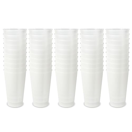 Schramm® Mehrweg Becher ca. 400ml matt transparent wählbar 10, 20, 30 oder 50 Stück wiederverwendbar Kunststoff Mehrwegtrinkbecher, Größe:50 Stück von Schramm