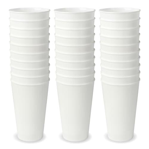 Schramm® Mehrweg Becher ca. 400ml matt weiß wählbar 10, 20, 30 oder 50 Stück Fassungsvermögen wiederverwendbar Kunststoff Mehrwegtrinkbecher, Größe:30 Stück von Schramm