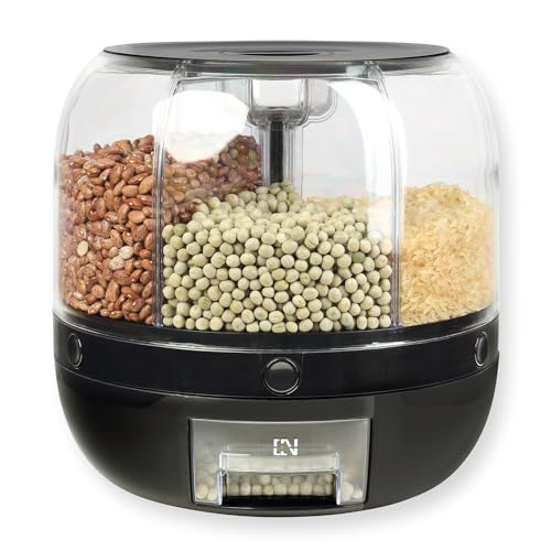 Schramm® Müslispender 360° drehbar mit 6 Kammern á 1000ml Fassungsvermögen Cerealienspender Cornflakesspender wählbar schwarz oder weiß 27x27 cm Lebensmittelspender BPA-frei, Farbe:schwarz von Schramm