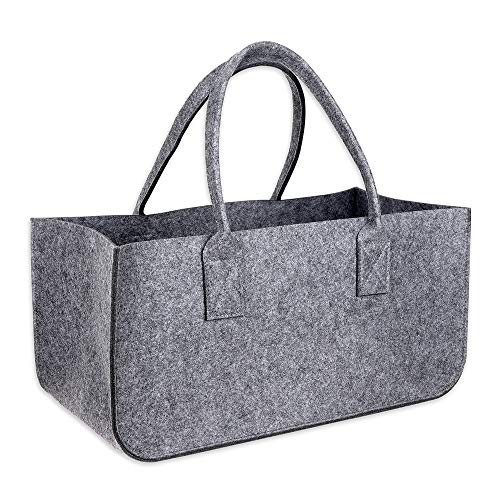 Schramm®1 oder 2 Stück Filztasche Tasche aus Filz in dunkelgrau 50x25x25 cm Kaminholztasche Holzkorb Einkaufstasche Filzkorb Zeitungskorb Shopper Taschen Filztaschen 1 oder 2 Stück, Anzahl:1 von Schramm