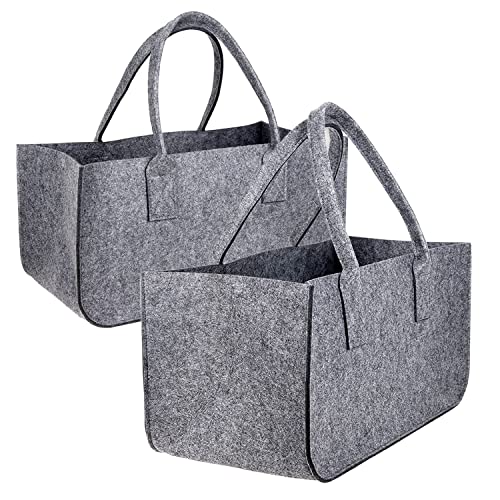 Schramm®1 oder 2 Stück Filztasche Tasche aus Filz in dunkelgrau 50x25x25 cm Kaminholztasche Holzkorb Einkaufstasche Filzkorb Zeitungskorb Shopper Taschen Filztaschen 1 oder 2 Stück, Anzahl:2 von Schramm