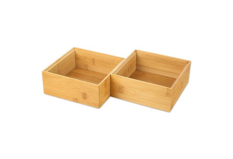 Schramm Aufbewahrungsbox Schramm® 2 Stück Aufbewahrungsboxen aus Bambus stapelbar 4 Größen Schubladen Box Ordnungsbox Boxen Organizer Aufbewahrung Set (15 St) von Schramm