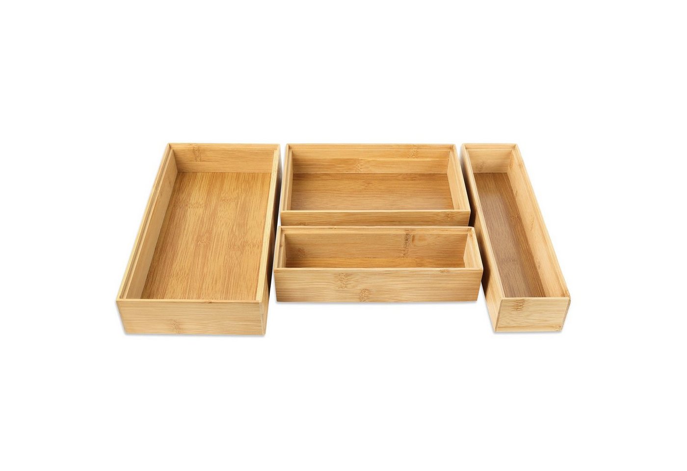 Schramm Aufbewahrungsbox Schramm® 4- tlg. Set Bambus Aufbewahrungsboxen in 4 verschiedene Größen Schubladen Organizer Ordnungsbox von Schramm