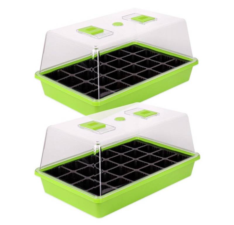 Schramm Frühbeet Schramm® Zimmergewächshaus Anzuchtkasten 1, 2 oder 3 Stück 38 x24 x18 cm Mini Gewächshaus Anzuchtset Anzucht Set Treibhaus Anzuchtschale mit Deckel und Belüftung (2 Stück, 2 St) von Schramm