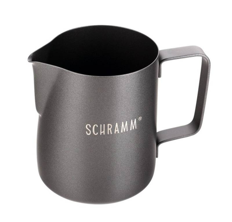 Schramm Milchkanne Schramm® Milchkännchen Milchkanne in schwarz oder grau Edelstahl 350ml Milch aufschäumen Krug Aufschäumkännchen mit Baristastift von Schramm