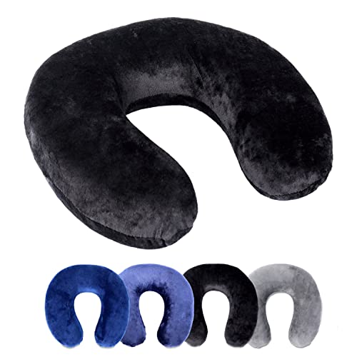 Schramm Rocco e.K. Nackenkissen 4 Farben wählbar Reisekissen Nackenhörnchen orthopädisches Nackenstützkissen Memory-Schaum Travel Neck Pillow, Farbe:schwarz von Schramm