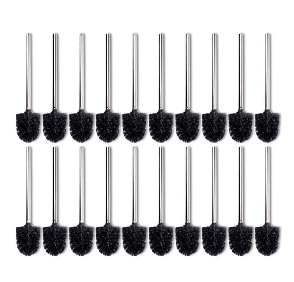 Schramm WC-Reinigungsbürste Schramm® 20er Pack WC Ersatzbürsten schwarzer Bürstenkopf Edelstahl Griff Poliert Bürstenkopf einzeln wechselbar schwarz Toilettenbürste Ersatztoilettenbürste Toilettenbürsten von Schramm