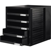 HAN Schubladenbox 1401-13 DIN A4 5Schubfächer PS schwarz/schwarz von Jungheinrich PROFISHOP