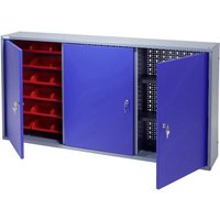 Hängeschrank mit 2 Lochrückwänden + 18 Sichtboxen, HxBxT 600 x 1.200 x 190 mm, blau von Jungheinrich PROFISHOP