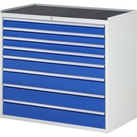 RAU Schubladenschrank Serie 7000, HxBxT 1.035 x 1.145 x 650 mm, 8 x 100%-Auszug-Schubladen 4 x 90, 1 x 120, 3 x 150 mm, Arbeitsplatte Metall von RAU