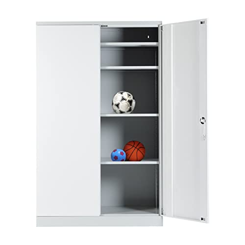 Schrank & Stuhl Ballschrank Sportgeräteschrank Hallenschrank | 195 x 120 x 60 cm | Varianten - KOMPLETT MONTIERT (Verkehrsweiß) von Schrank & Stuhl