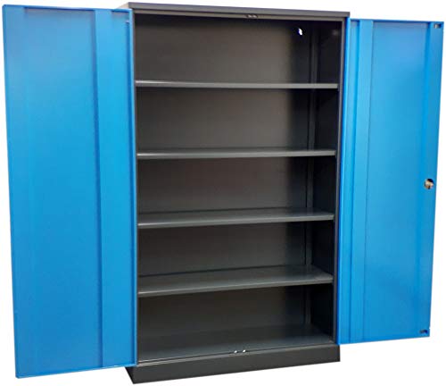 Big Box Aktenschrank Büroschrank Stahlschrank Flügeltürschrank 195x120x42 cm (anthrazit RAL 7016 / lichtblau RAL 5012) von Schrank & Stuhl