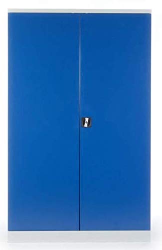 Big Box Aktenschrank Büroschrank Stahlschrank Flügeltürschrank 195x120x42 cm (lichtgrau RAL 7035 / enzianblau RAL 5010) von Schrank & Stuhl