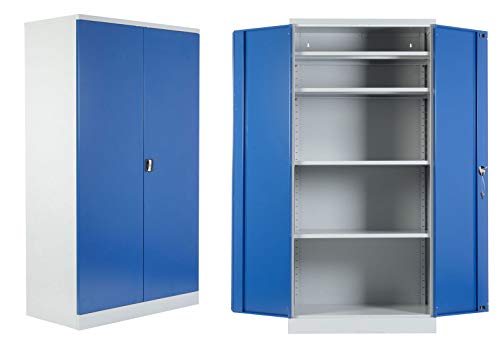 Schrank & Stuhl 2 Werkstattschränke XXL Schwerlastschränke 195 x 92 x 60 cm (HxBxT) GRAU/BLAU - KOMPLETT MONTIERT von Schrank & Stuhl