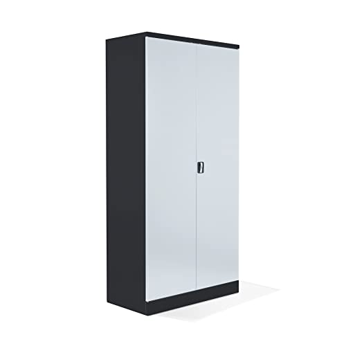 Schrank & Stuhl Aktenschrank Büroschrank Stahlschrank Flügeltürschrank mit 4 höhenverstellbaren Fachböden, 195"x92x42 cm, Anthrazit/Grau von Schrank & Stuhl