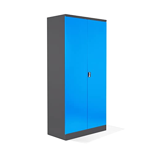 Schrank & Stuhl Aktenschrank Büroschrank Stahlschrank Flügeltürschrank mit 4 höhenverstellbaren Fachböden, 195"x92x42 cm, Anthrazit/Lichtblau Schrank & Stuhl Aktenschrank Büroschrank Stahlschrank Flügeltürschrank mit 4 höhenverstellbaren Fachböden, 195"x92x42 cm, Anthrazit/Lichtblau von Schrank & Stuhl