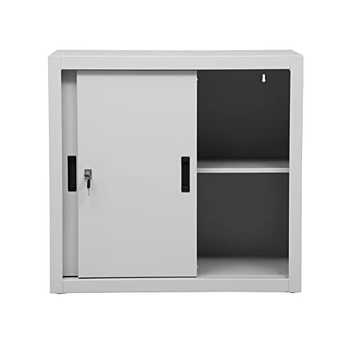 Schrank & Stuhl Aktenschrank | Schiebetürenschrank | Büroschrank mit einem höhenverstell"baren Fachboden, 75x80x45 cm, Grau von Schrank & Stuhl