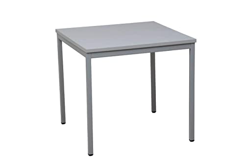 Schrank & Stuhl Mehrzwecktisch – Bürotisch mit Holztischplatte und verstellbaren Füßen, quadratischer Schreibtisch, einfache Montage und leicht zu reinigen, 80 x 80 cm, Grau von Schrank & Stuhl