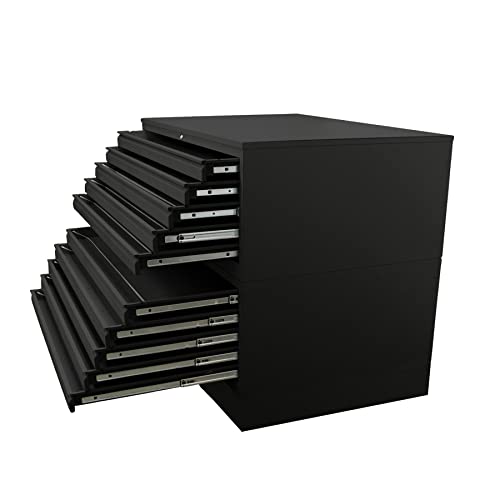 Schrank & Stuhl Planschrank – Grafikschrank mit 10 Schüben für DIN A0 Formate, Flachablageschrank mit Sockel in Tiefschwarz (RAL 9005), Komplett montiert, 102 x 140 x 95 cm von Schrank & Stuhl
