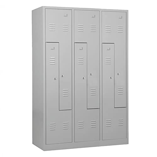 Schrank & Stuhl Spind – Metallspind in Z-Form 3 x 2 Abteilen 180 x 120 x 50 cm, Spindschrank mit Zylinderschlössern, Lieferung komplett montiert, Grau von Schrank & Stuhl