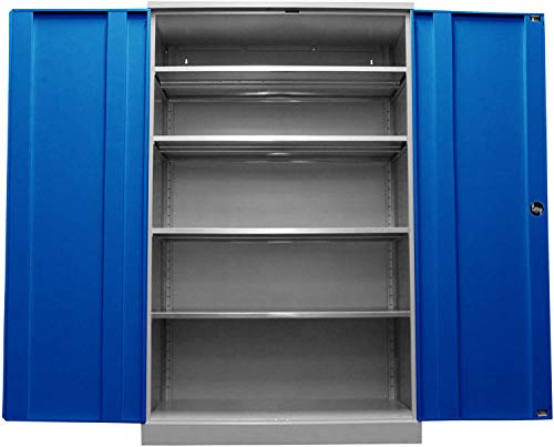 Schrank & Stuhl Werkzeugschrank Koloss – Werkstattschrank/Stahlschrank mit 4 höhenverstellbaren, vollverzinkten Fachböden, 195x120x60 cm (HxBxT), Grau/Blau von Schrank & Stuhl