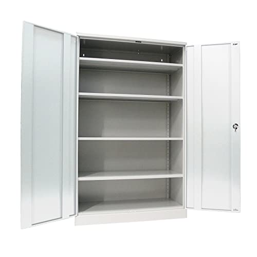 Schrank & Stuhl Werkzeugschrank Obelixxx – Werkstattschrank mit 4 höhenverstellbaren Fachböden, Stahlschrank für Werkzeuge, 195 x 120 x 50 cm (H x B x T), Grau/Weiß von Schrank & Stuhl