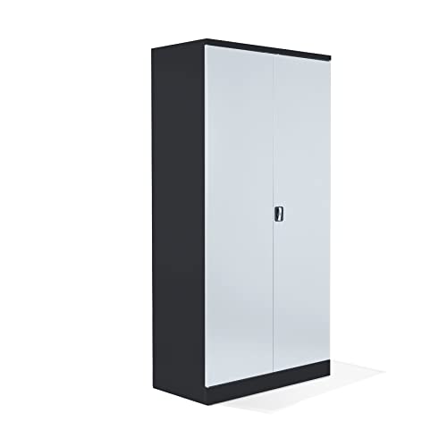 Schrank & Stuhl XL Werkzeugschrank – Werkstattschrank mit 4 höhenverstellbaren Fachböden, Stahlschrank für Werkzeuge, 195 x 92 x 50 cm (H x B x T), Anthrazit/Weiß von Schrank & Stuhl