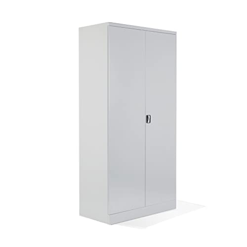 Schrank & Stuhl XL Werkzeugschrank – Werkstattschrank mit 4 höhenverstellbaren Fachböden, Stahlschrank für Werkzeuge, 195 x 92 x 50 cm (H x B x T), Grau von Schrank & Stuhl