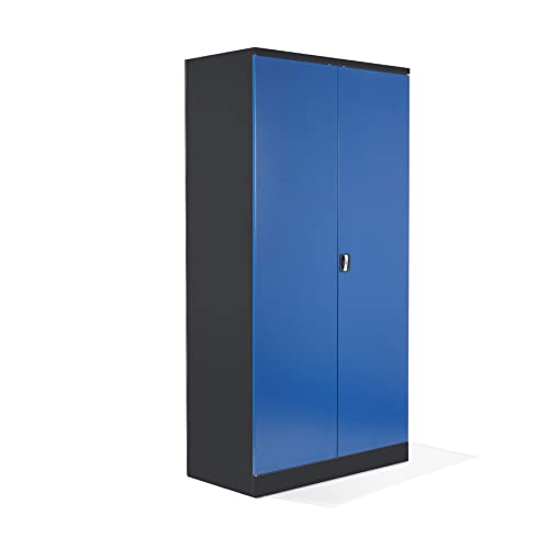 Schrank & Stuhl XXL Werkzeugschrank – Werkstattschrank/Stahlschrank mit 4 höhenverstellbaren, vollverzinkten Fachböden, 195x92x60, Schwarz/Blau von Schrank & Stuhl