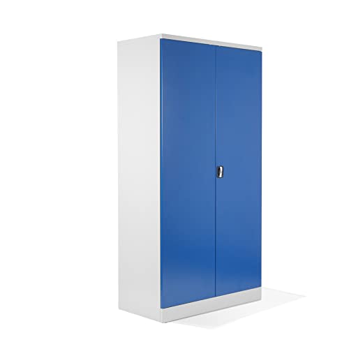 Schrank & Stuhl XXL Werkzeugschrank – Werkstattschrank/Stahlschrank mit 4 höhenverstellbaren, vollverzinkten Fachböden, 195x92x60, Weiß/Blau von Schrank & Stuhl