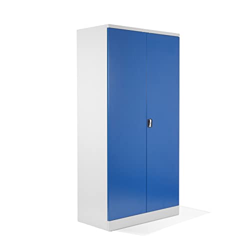 Schrank & Stuhl XXL Werkzeugschrank – Werkstattschrank mit 4 höhenverstellbaren Fachböden, Stahlschrank für Werkzeuge, 195 x 92 x 60 cm (H x B x T), Weiß/Blau von Schrank & Stuhl