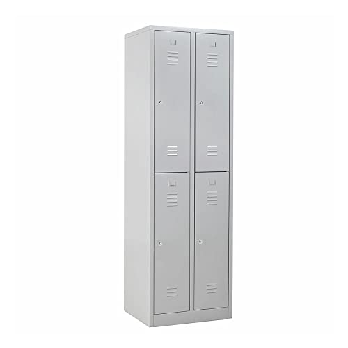 Schrank & Stuhl Spind Garderobenschrank Umkleideschrank Metallspind doppelstöckig - KOMPLETT MONTIERT (Lichtgrau (RAL 7035), 2 x 2 Abteile (je 30 cm)) von Schrank & Stuhl