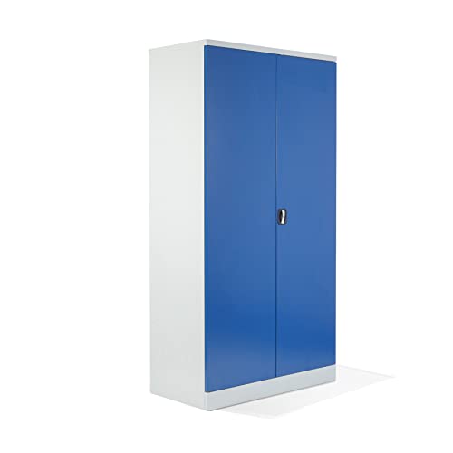 Schrank & Stuhl XXL Werkzeugschrank – Werkstattschrank mit 4 höhenverstellbaren Fachböden, Stahlschrank für Werkzeuge, 195 x 92 x 60 cm (H x B x T), Grau/Blau von Schrank & Stuhl